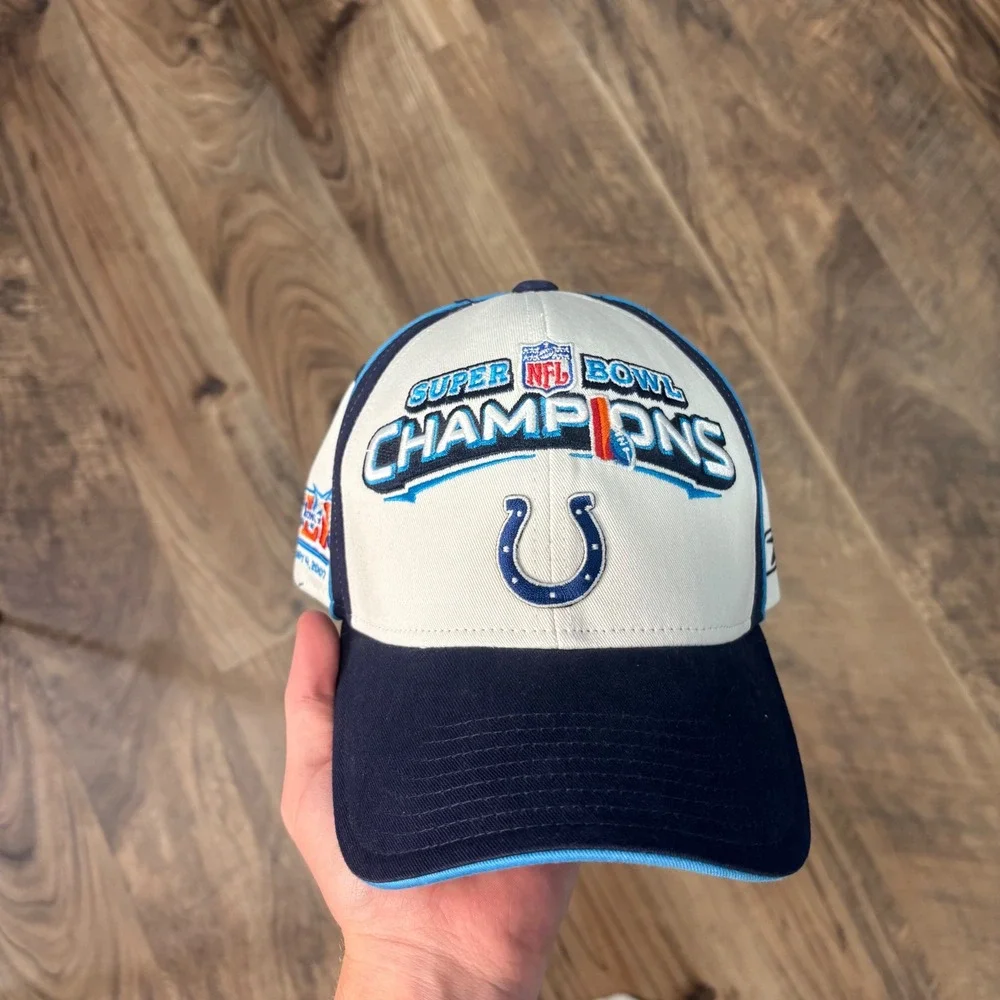 Vintage Y2K Reebok Hat Men OSFM White Indianapolis Colts Super Bowl XLI Champion